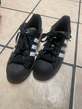 adidas Kids Black and White Three-Stripe Sneakers